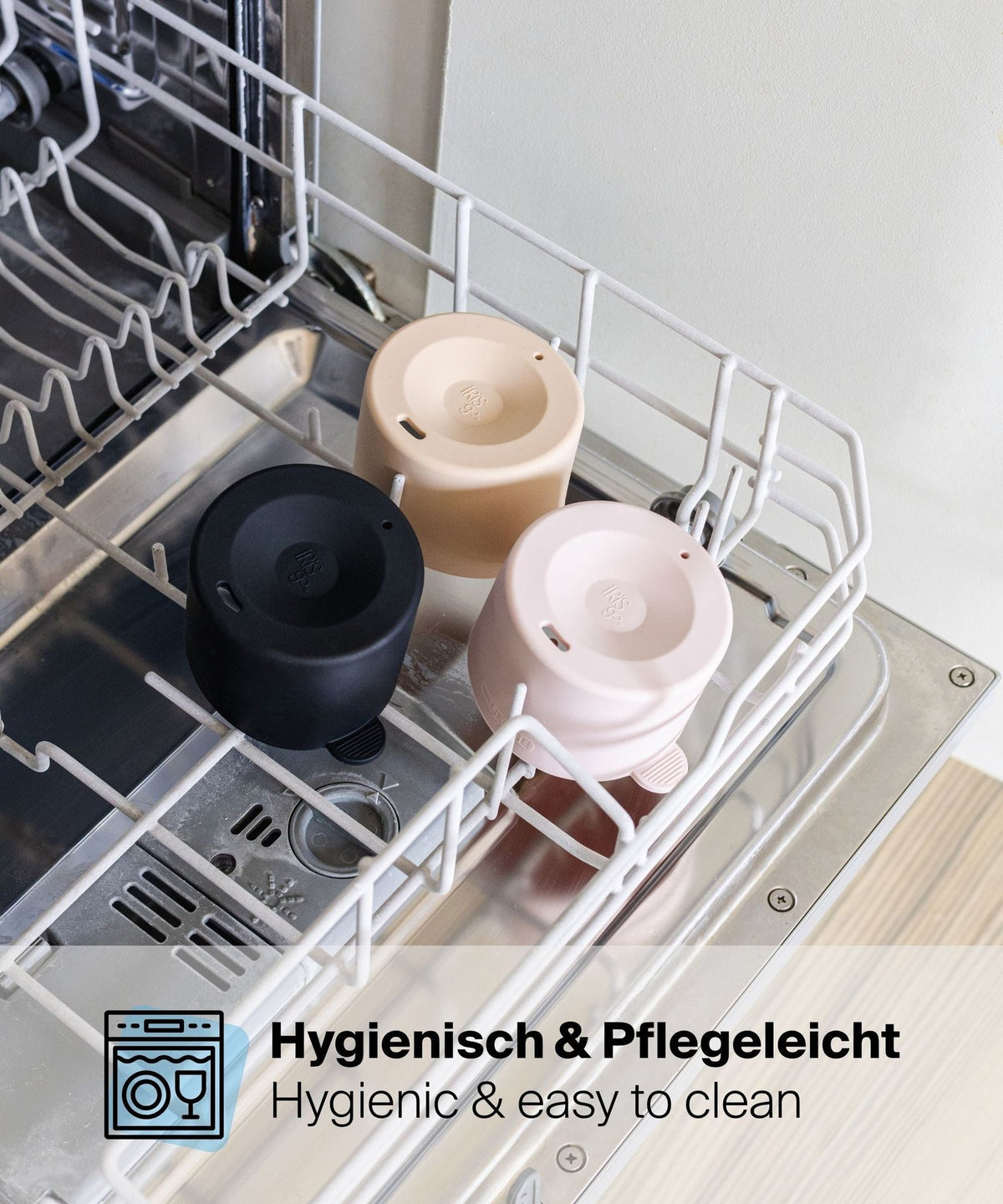 IRISgo® Rush Lid 2 zerlegt zur einfachen Reinigung, spülmaschinenfest