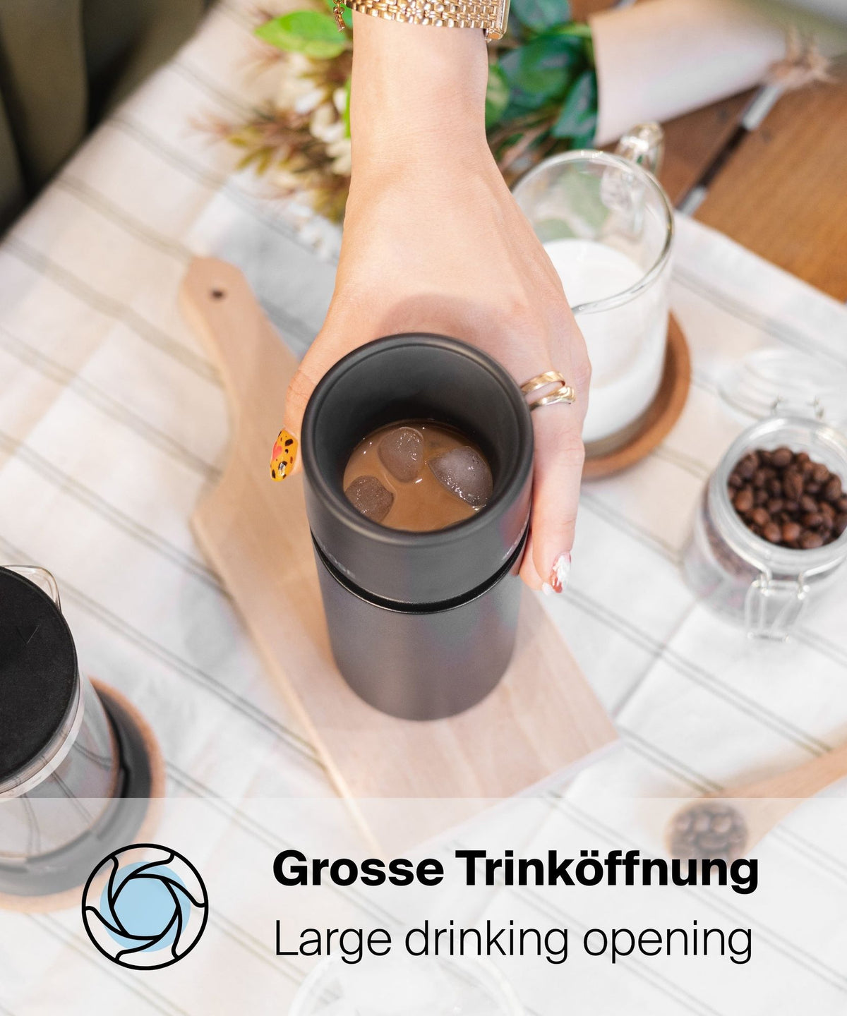 IRISgo® cup Thermobecher mit grosser Trinköffnung, angenehmes Trinkgefühl