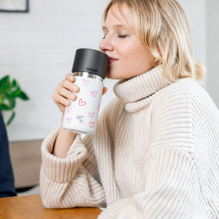 IRISgo® cup Thermobecher sip 350ml im Herz Design, Geschenkidee Swiss Made