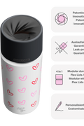 IRISgo cup flow 500ml Herz Design – patentiert, auslaufsicher, modular und personalisierbar