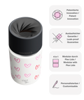 IRISgo cup Thermobecher weiss mit Herz Design 350ml mit patentiertem Drehverschluss aus doppelwandigem Edelstahl, Swiss Made