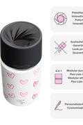 IRISgo cup Thermobecher weiss mit Herz Design 350ml mit patentiertem Drehverschluss aus doppelwandigem Edelstahl, Swiss Made