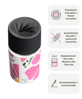 IRISgo cup sip 350ml Boho Bloom Design – patentierter Drehverschluss, auslaufsicher, modulares Flex-Lid-System und personalisierbar