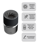 IRISgo cup Thermobecher Silber 200ml mit patentiertem Drehverschluss aus doppelwandigem Edelstahl, Swiss Made