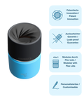 IRISgo cup Thermobecher blau 200ml mit patentiertem Drehverschluss aus doppelwandigem Edelstahl, Swiss Made
