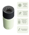 IRISgo cup Thermobecher grün 350ml mit patentiertem Drehverschluss aus doppelwandigem Edelstahl, Swiss Made
