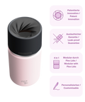 IRISgo cup Thermobecher rosé 350ml mit patentiertem Drehverschluss aus doppelwandigem Edelstahl, Swiss Made