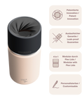 IRISgo cup Thermobecher beige 350ml mit patentiertem Drehverschluss aus doppelwandigem Edelstahl, Swiss Made