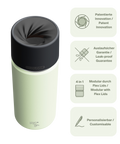 IRISgo cup Thermosflasche grün 500ml mit patentiertem Drehverschluss aus doppelwandigem Edelstahl, Swiss Made