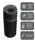 IRISgo cup Thermosflasche schwarz 500ml mit patentiertem Drehverschluss aus doppelwandigem Edelstahl, Swiss Made