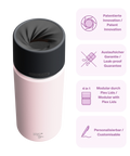 IRISgo cup Thermosflasche rosé 500ml mit patentiertem Drehverschluss aus doppelwandigem Edelstahl, Swiss Made