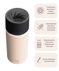 IRISgo cup Thermosflasche beige 500ml mit patentiertem Drehverschluss aus doppelwandigem Edelstahl, Swiss Made