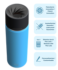 IRISgo cup Thermosflasche blau 650ml mit patentiertem Drehverschluss aus doppelwandigem Edelstahl, Swiss Made