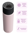 IRISgo cup Thermosflasche rosé 650ml mit patentiertem Drehverschluss aus doppelwandigem Edelstahl, Swiss Made
