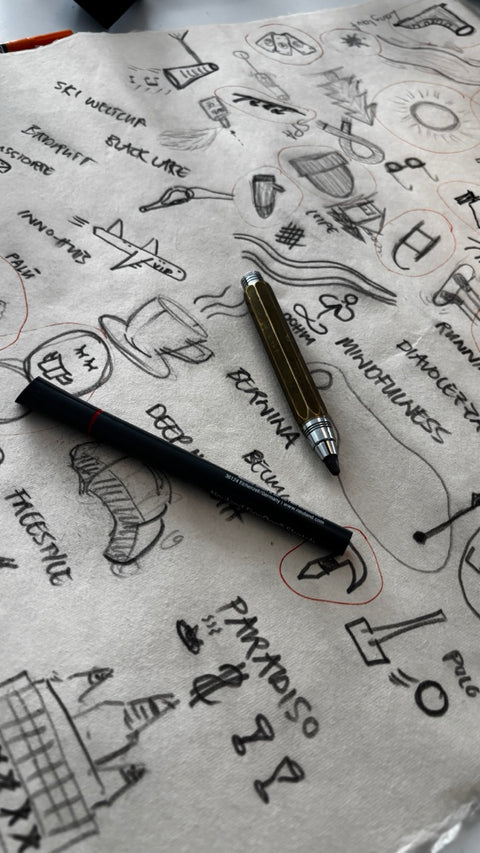 Skizzen und Designentwürfe zur Entwicklung des IRISgo Thermobechers Winter-Design