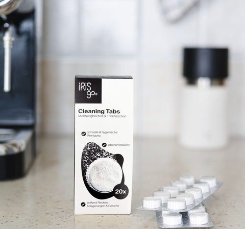 IRISgo Cleaning Tabs neutralisieren Gerueche in Thermobechern und Trinkflaschen