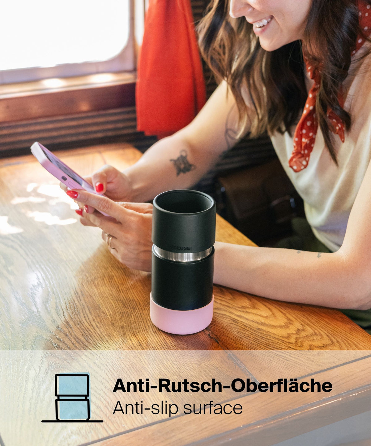 IRISgo Cover Lid in rosé als Anti-Rutsch-Schutz für stabilen Stand auf dem Tisch