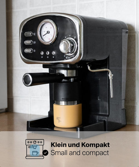 IRISgo® cup drop 200ml Thermobecher passt klein und kompakt unter die Siebträger-Espressomaschine