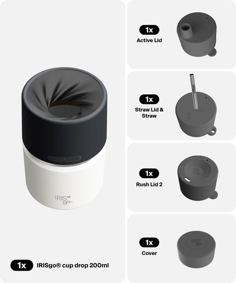 IRISgo® cup drop 200ml in Flat White im 4in1 Bundle, Thermobecher Swiss Made