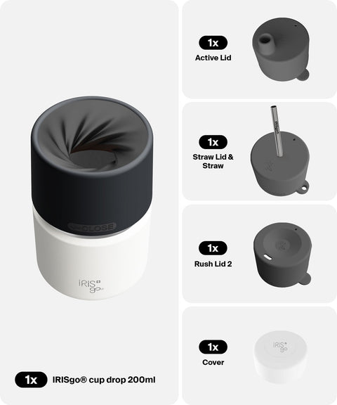 IRISgo® cup drop 200ml in Flat White im 4in1 Bundle, Thermobecher Swiss Made