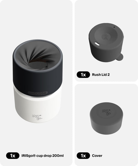 IRISgo® cup drop 200ml in Flat White im Espresso Boost Bundle, Thermobecher Swiss Made