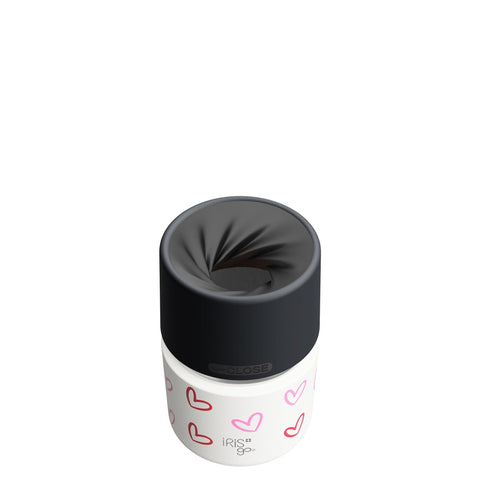 IRISgo® cup Thermobecher drop 200ml im Herz Design mit patentiertem Drehverschluss