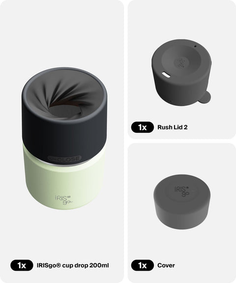 IRISgo® cup drop 200ml in Kea Green im Espresso Boost Bundle, Thermobecher Swiss Made