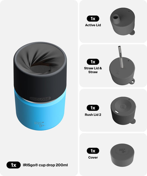 IRISgo® cup drop 200ml in Ocean Blue im 4in1 Bundle, Thermobecher Swiss Made