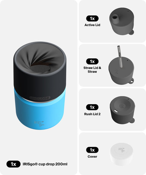 IRISgo® cup drop 200ml in Ocean Blue im 4in1 Bundle, Thermobecher Swiss Made
