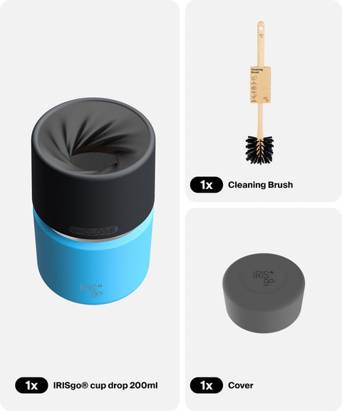 IRISgo® cup drop 200ml in Ocean Blue im Starter Bundle, Thermobecher Swiss Made