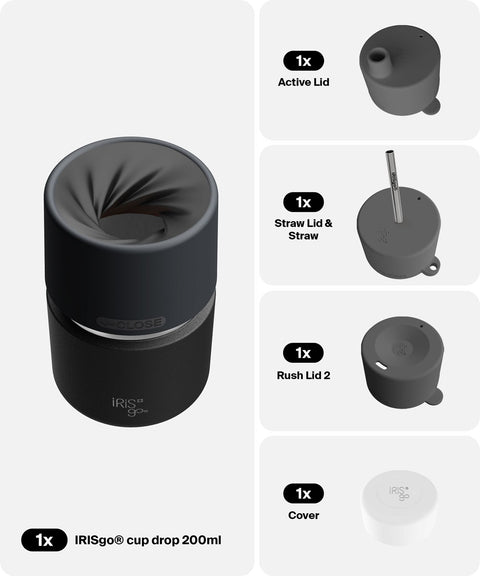 IRISgo® cup drop 200ml in Roasted Black im 4in1 Bundle, Thermobecher Swiss Made