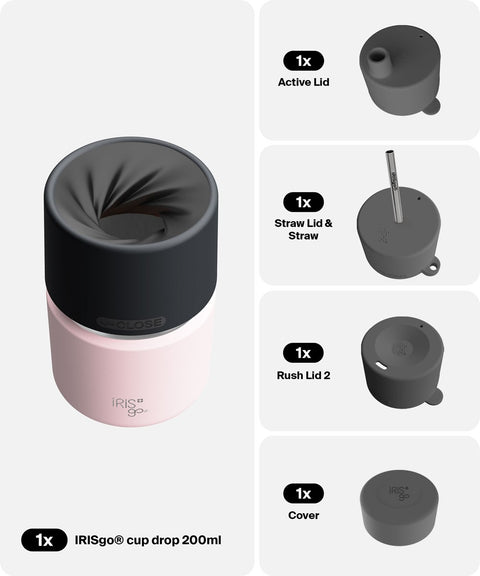 IRISgo® cup drop 200ml in Tasty Rosé im 4in1 Bundle, Thermobecher Swiss Made