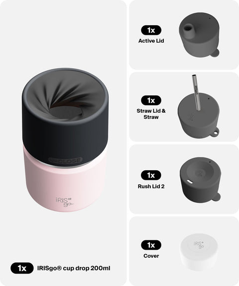 IRISgo® cup drop 200ml in Tasty Rosé im 4in1 Bundle, Thermobecher Swiss Made