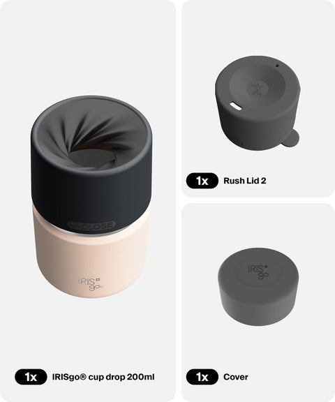 IRISgo® cup drop 200ml in Vanilla Cream im Espresso Boost Bundle, Thermobecher Swiss Made