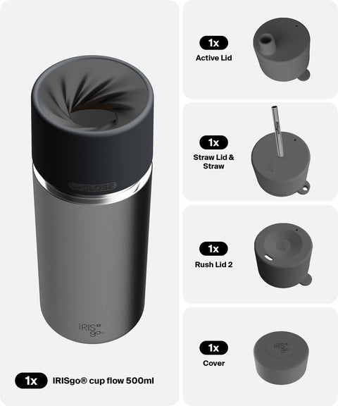 IRISgo® cup flow 500ml in Classic im 4in1 Bundle, Thermobecher Swiss Made