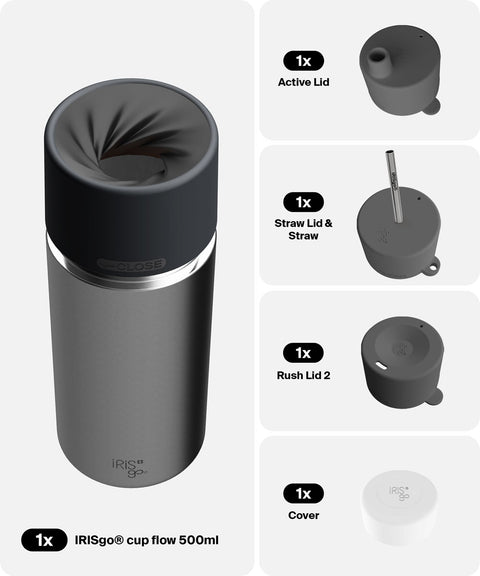 IRISgo® cup flow 500ml in Classic im 4in1 Bundle, Thermobecher Swiss Made