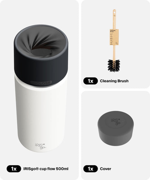 IRISgo® cup flow 500ml in Flat White im Starter Bundle, Thermobecher Swiss Made