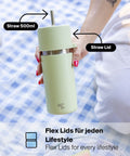IRISgo® cup flow 500ml Thermobecher in kea green mit Straw Lid, Flex Lids für jeden Lifestyle
