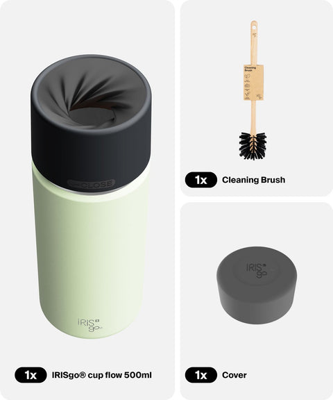 IRISgo® cup flow 500ml in Kea Green im Starter Bundle, Thermobecher Swiss Made
