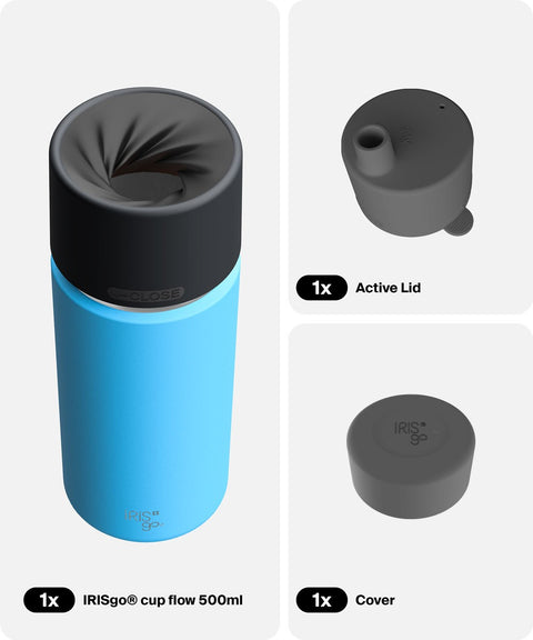 IRISgo® cup flow 500ml in Ocean Blue im Active Bundle, Thermobecher Swiss Made