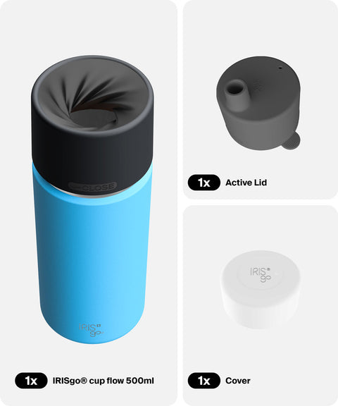 IRISgo® cup flow 500ml in Ocean Blue im Active Bundle, Thermobecher Swiss Made