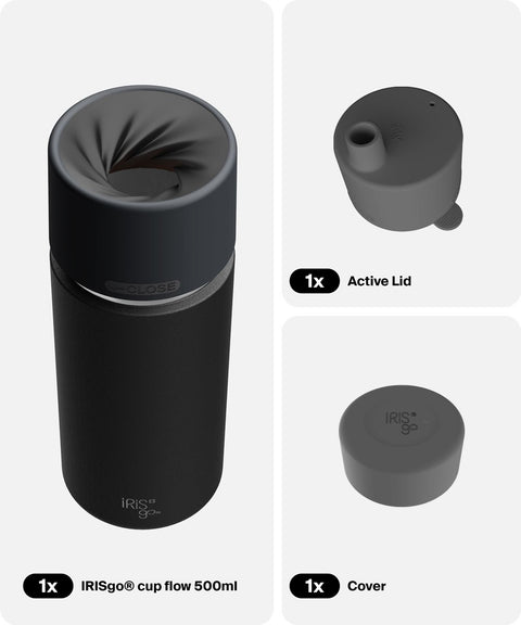 IRISgo® cup flow 500ml in Roasted Black im Active Bundle, Thermobecher Swiss Made