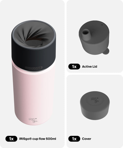 IRISgo® cup flow 500ml in Tasty Rosé im Active Bundle, Thermobecher Swiss Made
