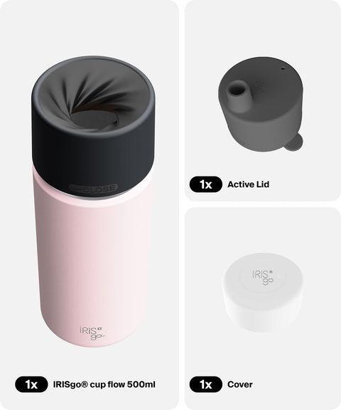 IRISgo® cup flow 500ml in Tasty Rosé im Active Bundle, Thermobecher Swiss Made