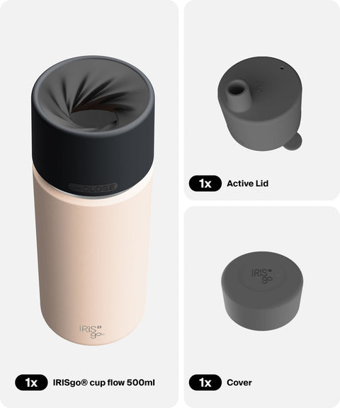 IRISgo® cup flow 500ml in Vanilla Cream im Active Bundle, Thermobecher Swiss Made