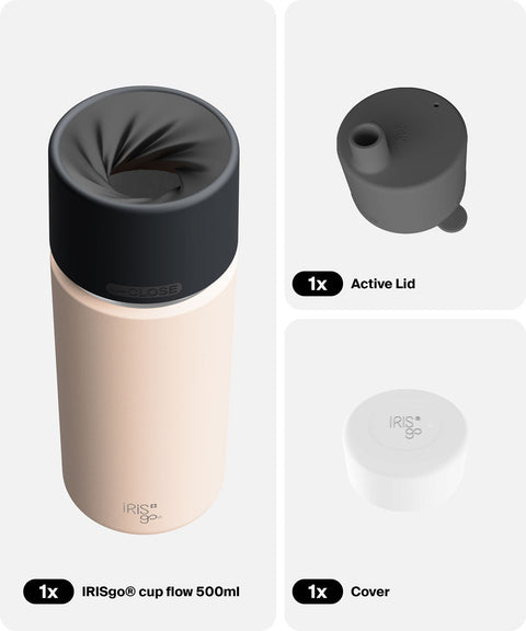IRISgo® cup flow 500ml in Vanilla Cream im Active Bundle, Thermobecher Swiss Made