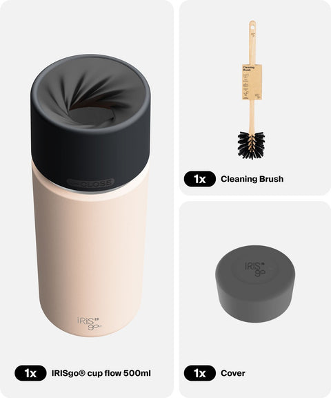 IRISgo® cup flow 500ml in Vanilla Cream im Starter Bundle, Thermobecher Swiss Made