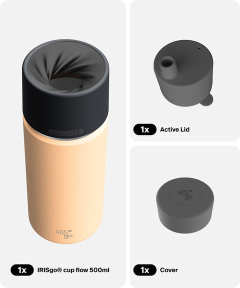IRISgo® cup flow 500ml in Vibrant Orange im Active Bundle, Thermobecher Swiss Made