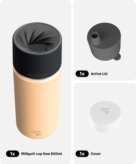 IRISgo® cup flow 500ml in Vibrant Orange im Active Bundle, Thermobecher Swiss Made