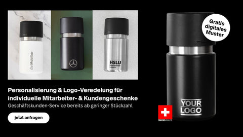 IRISgo® cup für Geschäftskunden, Thermobecher mit Logo Veredelung als Werbegeschenk
